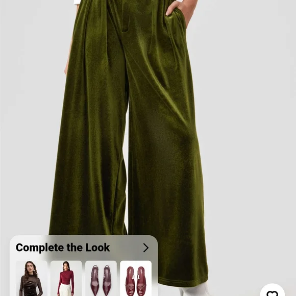 Cider Olive Velvet Wide-Leg Pants - Picture 3 of 3